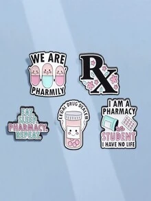 5 Chiếc Tôi Dược Sinh Viên Không Có Cuộc Sống Men Pin Chúng Tôi Pharmily Viên Thuốc Viên Trâm Cài Ve Áo Huy Hiệu Trang Sức Quà Tặng dành Cho Bạn Bè Y Tế - Nhiều màu - Xem 6