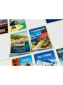 108pcs Scenery Poster Design Graffiti Stickers, Vintage Magazine Style Decorative Material For DIY Crafts, Decoration, Journaling, Photography Props Back To School