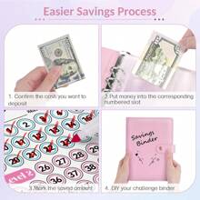 100 Envelopes Money Saving Challenge, Savings Challenges Book With Envelopes & Challenge Tracker, Motivational Process To Save $5050, Money Saving Binder 100 Pocket Pre-Numbered Best Gifts Birthday Graduation - Multicolor - View 8
