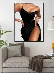 1 pieza Póster de lienzo sin marco, arte moderno, mujer, africana sexy-americana, cartel de pintura al óleo de tipografía de cita de arte, regalo ideal para dormitorio, sala de estar, comedor, cocina, estudio, baño, pasillo, dormitorio, pared arte, decoración de pared, decoración del hogar, pintura de lienzo de decoración de habitaciones