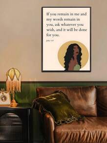 1 pieza Póster de lienzo sin marco, arte moderno, mujer, africana sexy-americana, cartel de pintura al óleo de tipografía de cita de arte, regalo ideal para dormitorio, sala de estar, comedor, cocina, estudio, baño, pasillo, dormitorio, pared arte, decoración de pared, decoración del hogar, pintura de lienzo de decoración de habitaciones