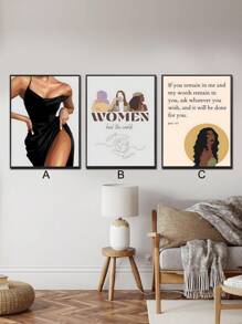 1 pieza Póster de lienzo sin marco, arte moderno, mujer, africana sexy-americana, cartel de pintura al óleo de tipografía de cita de arte, regalo ideal para dormitorio, sala de estar, comedor, cocina, estudio, baño, pasillo, dormitorio, pared arte, decoración de pared, decoración del hogar, pintura de lienzo de decoración de habitaciones
