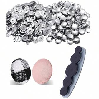 Kit de 100 piezas para cubrir botones de bricolaje - Cree botones personalizados con herramientas, embrión, cubiertas y moldes para hacer sus propios botones de moda