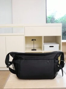 WEINUOSHI Túi đeo chéo nam dung tích lớn màu trơn dùng khi đi du lịch, trở lại trường, đựng sách vở, học sinh, đi làm, túi đeo chéo tiện dụng cho nam, túi đeo chéo cho nam, túi đeo vai, túi đeo hông, đồ dùng học tập, túi đeo chéo mùa thu, túi cho nam, túi hình trụ, tiền cũ, Halloween, Giáng sinh - màu đen - Xem 7