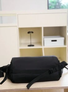 WEINUOSHI Túi đeo chéo nam dung tích lớn màu trơn dùng khi đi du lịch, trở lại trường, đựng sách vở, học sinh, đi làm, túi đeo chéo tiện dụng cho nam, túi đeo chéo cho nam, túi đeo vai, túi đeo hông, đồ dùng học tập, túi đeo chéo mùa thu, túi cho nam, túi hình trụ, tiền cũ, Halloween, Giáng sinh - màu đen - Xem 6