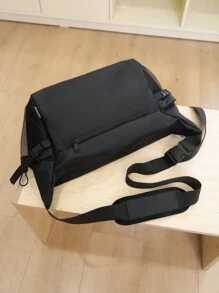 WEINUOSHI Túi đeo chéo nam dung tích lớn màu trơn dùng khi đi du lịch, trở lại trường, đựng sách vở, học sinh, đi làm, túi đeo chéo tiện dụng cho nam, túi đeo chéo cho nam, túi đeo vai, túi đeo hông, đồ dùng học tập, túi đeo chéo mùa thu, túi cho nam, túi hình trụ, tiền cũ, Halloween, Giáng sinh - màu đen - Xem 9