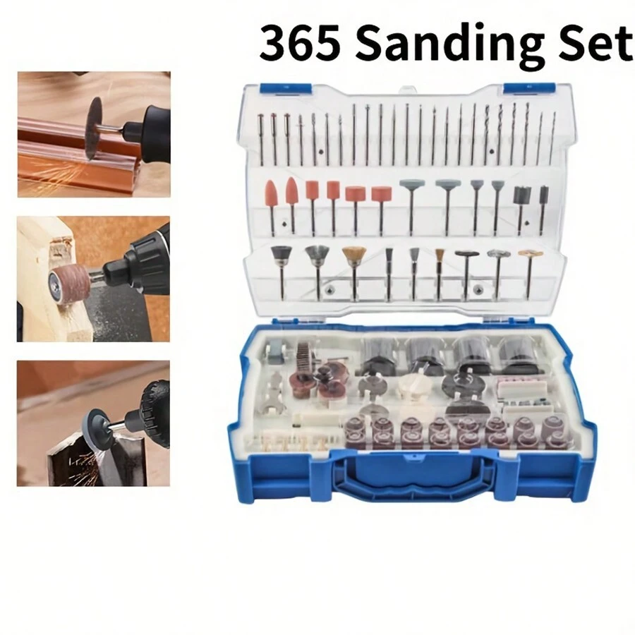 JUEMEL 365Pcs Rotary Tool Accessories Kit, Accessory Set, 1/8"(3.2mm) Diameter Shanks, Universal Kit Fits All Tool For Carving, Sanding, Cutting, Drilling, Grinding, Cleaning And Polishing - Silver - View 1