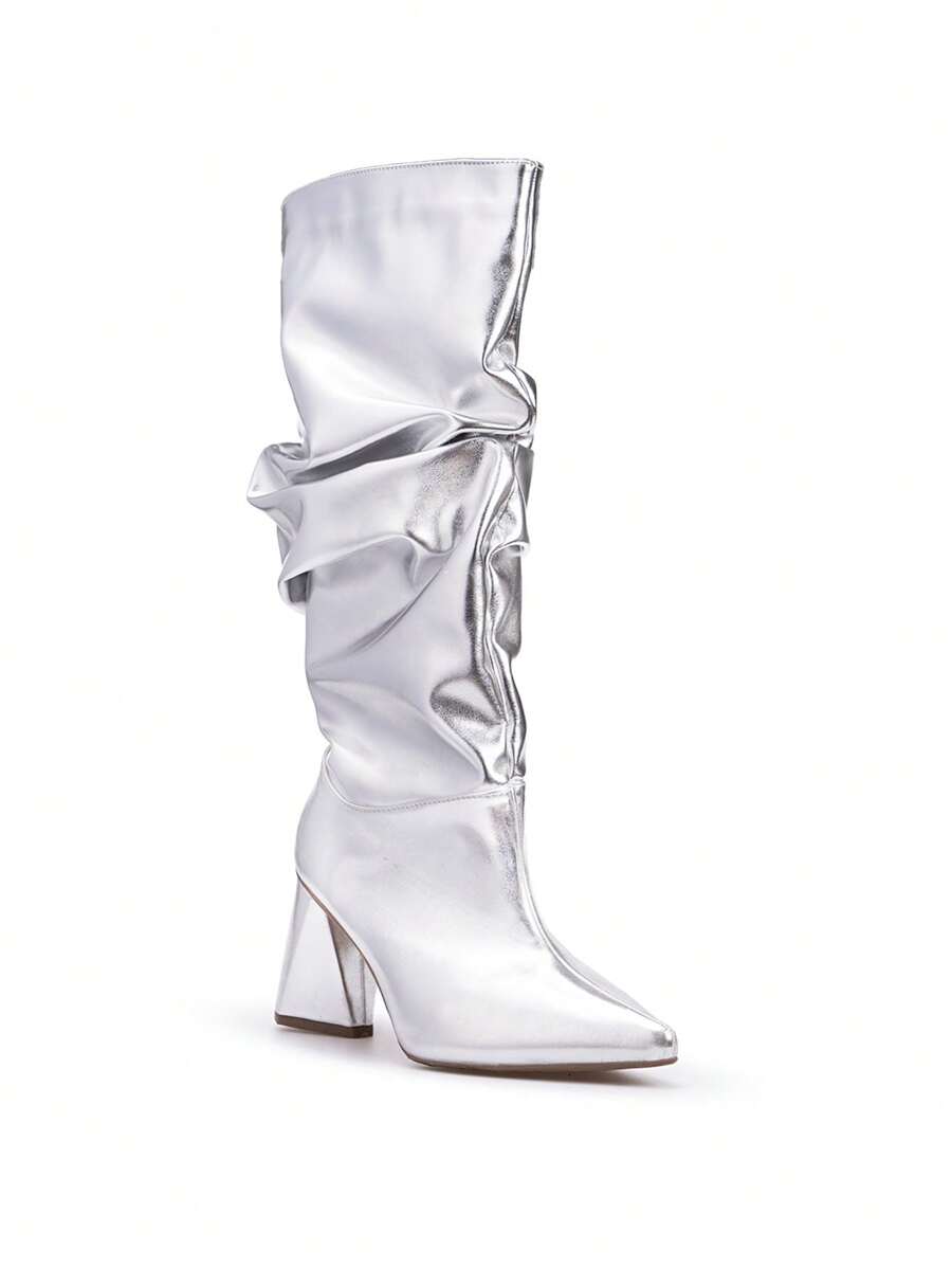 Domidona Women Mid-Calf Boots - Silver - View 1