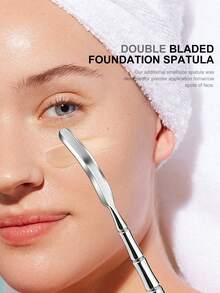 YUANDU 1pc Stainless Steel Makeup Sponge Sponge Applicator And Color Correcting Makeup Tool For Liquid Foundation, Facial Mask And Massage - Silver - View 6