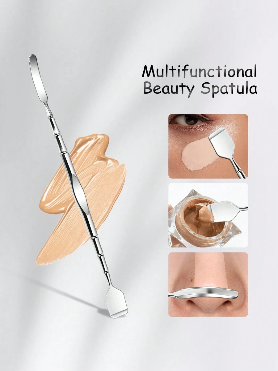 YUANDU 1pc Stainless Steel Makeup Sponge Sponge Applicator And Color Correcting Makeup Tool For Liquid Foundation, Facial Mask And Massage - Silver - View 1