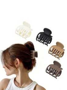 3 Stück Haarklammern mit doppelter Zahnreihe für dünnes Haar, 4,1 cm (ca. 1,6 Zoll) mittlere Größe, matte rutschfeste Kurzhaar-Accessoires für Frauen und Mädchen, Lässig Hair Jaw Clip, Haarklammern, Haarklemmen, Haarfänger-Clip, Schulsachen, College