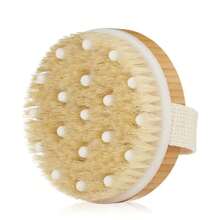 Cepillo corporal seco - Cepillo exfoliante de cerdas naturales para la renovación de la piel, soporte linfático y aumento de la circulación - Herramienta de cepillado en seco ideal para una exfoliación suave tipo spa y desintoxicación delicada - color madera - Ver 9
