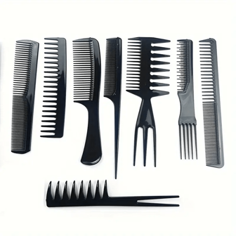 Set de 8 peines profesionales, de dientes anchos, finos, de cola de rata, de doble cara, de tenedor, de dientes densos, adecuados para todo tipo y estilos de cabello, ideales para salones de belleza, uso doméstico y viajes, para lograr el look que desees con facilidad, cepillo de pelo, peine, herramientas para el cabello, productos y accesorios para el cabello para barbería, salón de belleza, viajes, vuelta al colegio, artículos esenciales de viaje, accesorios para el cabello para mujeres