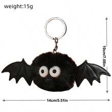 1PC Halloween Bat Fur Ball Keychain Silicone Bat Bag Pendant Ins Plush Little Monster  Keychain - Multicolor - View 2