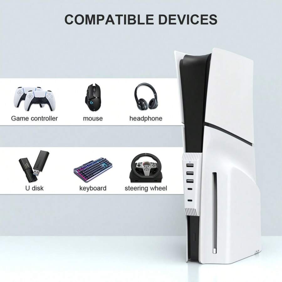 TOPWOLF USB HUB Compatible With PS5 SLIM CONSOLE Professional Design
