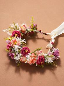 1pc Flower Decorated Hairband, Elegant Hair Accessory For Women's Wedding Or Travel Boho Valentine's Day Accessories - Multicolor - View 9