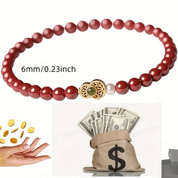 1pc Cinnabar Bead Gourd Bracelet, Lucky Talisman Bracelet, Attract Fortune Bracelet, Gift For Women/Men, Health, Good Luck, Prosperity And Protection Bracelet