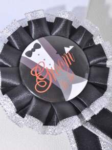 1pc Bridal Shower Party Badge, Simple Letter Graphic Fabric Party Badge For Wedding - Multicolor - View 9