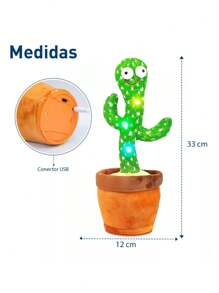Muñeco Cactus que Baila, Canta y Habla 1pc, Juguete de Peluche Cactus que Canta, Habla y Baila con Función de Mecedora y Luces LED, Novedad Genial, Juguetes Recargables, Modelos Clásico y Mexicano - escrituras - Ver 3