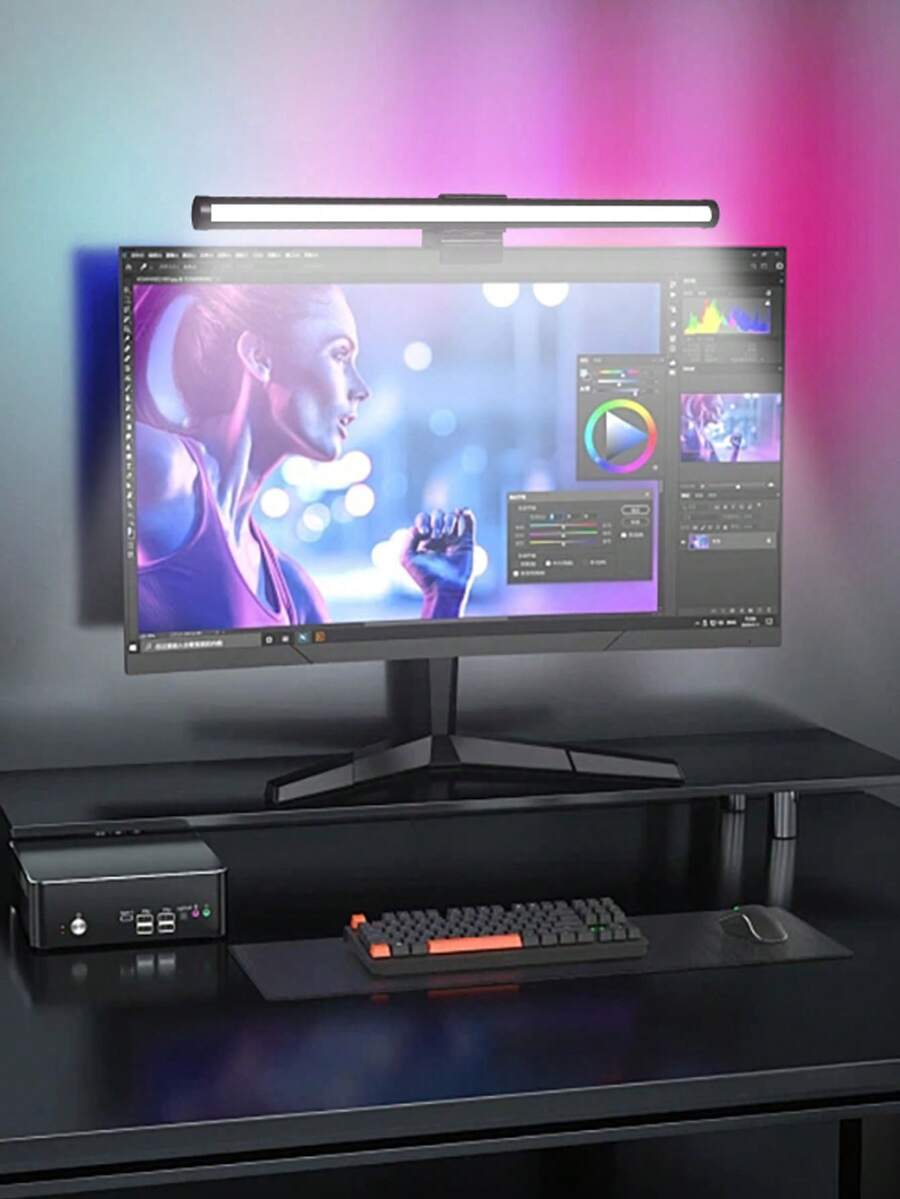 1pc Computer Screen Hanging Lamp, RGB Atmosphere Lamp For Computer