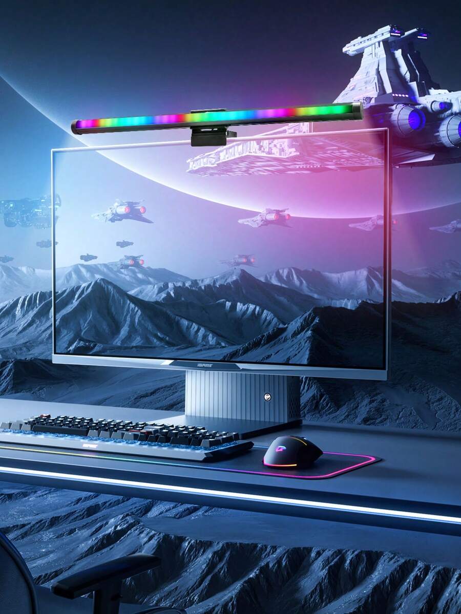 1pc Computer Screen Hanging Lamp, RGB Atmosphere Lamp For Computer
