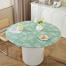 1pc Printed Round Tablecloth, Vinyl Flannel Backed Table Cover, 100% Waterproof And Oil-Resistant Plastic Tablecloth, Spring Flower Tablecloth, Round Elastic Edge, Suitable For Dinner Parties, Outdoors, And Picnics.