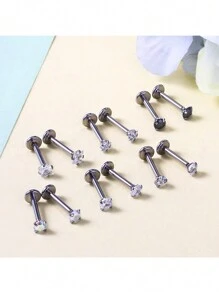 12pcs 20G 18G 16G Threadless Push In Medusa Piercing Jewelry Tragus Earrings Set Surgical Steel Labra Jewelry Lip Rings Earrings Women Men Forward Spiral Earrings Flat Back Cartilage Earrings