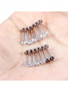 12pcs 20G 18G 16G Threadless Push In Medusa Piercing Jewelry Tragus Earrings Set Surgical Steel Labra Jewelry Lip Rings Earrings Women Men Forward Spiral Earrings Flat Back Cartilage Earrings