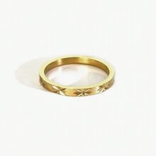 1枚新款精緻優雅的煙火紋簡約戒指，18K金製防水，可疊搭，時尚女性戒指