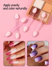 25pcs Dual-Ended Sponge Eye Makeup Brushes, Multipurpose Eyeshadow Blending Sponge Applicators, Mini Portable Manicure & Makeup Tool Kit - Pink - View 3