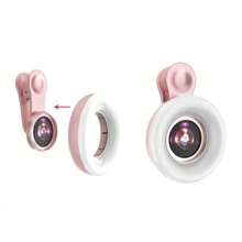 1 pieza Lente de teléfono rosa de 15x para macro para embellecer uñas/contactos/fotos de maquillaje, con luz de relleno, compatible con todos los modelos de teléfono, apto para y Android, para vacaciones de verano, viajes, accesorios de fotografía creativa para teléfono - Rosa - Ver 5