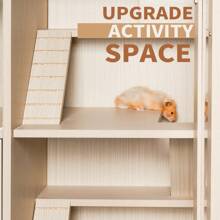 Guinea Pig Cages,4-Tier Hamster Cage Wood With Storage Cabinet, House For Rat Chinchilla, Openable Top, Acrylic Windows, Living World Deluxe Habitat X-Large