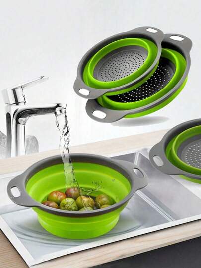 1pc Large/Small Foldable Strainer, Foldable And Space-Saving Kitchen Gadget, Suitable For Cleaning And Quick Drainage Of Vegetables And Fruits In Kitchen Or Restaurant