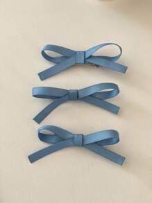 3pcs Girls' Bow Ribbon Hair Clips, Crocodile Hairpins For Ponytail, Bangs, Side Bangs, Headband, Simple Style, Suitable For Daily Wear