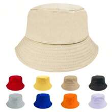 1pc Children's Solid Color Breathable Bucket Hat, Skin-Friendly And Adjustable, Suitable For All Seasons, Bucket Hat Style - Brown - View 3