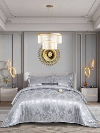 1set Jacquard Satin Duvet Cover Set, 3pcs (1 Duvet Cover + 2 Pillowcases), Soft And Comfortable, Suitable For Bedroom And Living Room, Coreless