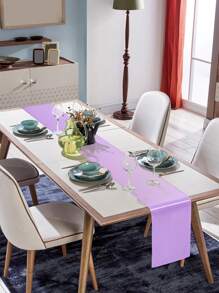 1 pieza Mantel / Corredor de mesa de satén morado, decoración para mesa de banquete de fiesta de bodas, hogar, restaurante y cocina - Púrpura malva - Ver 4