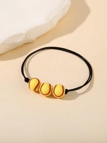 1入組聚酯纖維編織珠寶手鍊，配有足球，網球和籃球吊墜，運動主題女士手鍊 - 彩色 - 查看 27