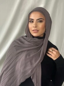 2pcs/1pc Wide-Brim Chiffon Scarf For Women, Fashionable Breathable Long Scarf, Muslim Hijab Headscarf, Suitable For Daily Comfortable And Versatile Wear