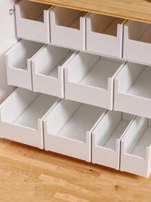 1 pieza Caja de almacenamiento de plástico con estilo de cajón, caja de almacenamiento dividida y apilable multifuncional, caja de almacenamiento para gabinete de cocina, canasta de almacenamiento variado, organizador de cubiertos, estante para latas de bebida, almacenamiento para encimera y gabinete de cocina - Multicolor - Ver 4
