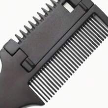 1pc Hair Comb + 10pcs Razor Blades Haircut Shaving Trimmer Styling Tools, Hair Brush Salon Barber Accessories, Blades Random