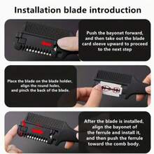 1pc Hair Comb + 10pcs Razor Blades Haircut Shaving Trimmer Styling Tools, Hair Brush Salon Barber Accessories, Blades Random