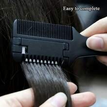 1pc Hair Comb + 10pcs Razor Blades Haircut Shaving Trimmer Styling Tools, Hair Brush Salon Barber Accessories, Blades Random