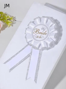 1pc Bridal Shower Party Badge, Simple Letter Graphic Fabric Party Badge For Wedding - Multicolor - View 7