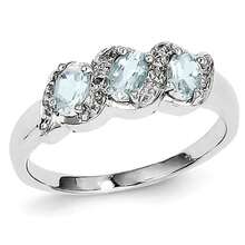 Gem And Harmony Three Stone Aquamarine Ring 3/5 Carat (Ctw) In Sterling Silver - Sterling Silver/Aquamarine - View 1