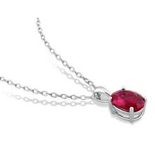 Gem And Harmony 2.95 Carat (Ctw) Lab-Created Ruby Solitaire Oval Pendant Necklace In Sterling Silver With Chain