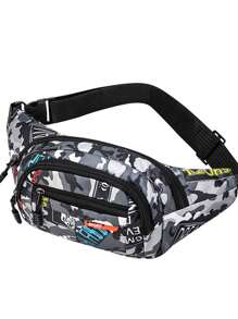 1 件休闲跑步腰包，多个口袋，迷彩，时尚大容量斜挎包，多功能手机季节钱包外出腰包，简约时尚腰包，休闲大旅行包钱包假日收纳包斜挎包单肩包骑行包腰包徒步旅行多功能户外便携男友礼物假期圣诞节感恩节礼物侧包臀包礼品包暑期学校夏季包春假男士包包腰包学校用品