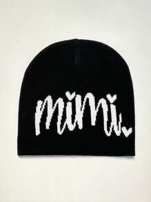 1pc Unisex Y2K Style Fashionable Knitted Hat With Houndstooth Pattern, Letter 'Mimi' And Heart-Shaped Decoration. Suitable For Street Wear, Parties And Outdoor Activities In Autumn And Winter, Warm And Insulating Knit Hat - Letter - View 15