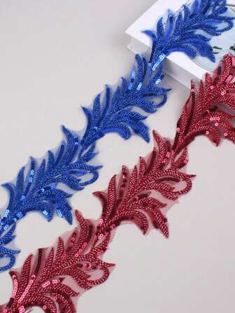 91.44cm Length X 11cm Width New Style Pearl Embroidery & Sequin DIY Sewing Lace Trim, Suitable For Wedding Dress, Veil Headpiece