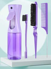 Juego de 4 piezas: regadera, peine para dar volumen, peine de cola de rata, cepillo para el borde y la parte posterior del cabello (negro)/(rosa)/(morado) - Cuidado corporal para viajes, al aire libre, deportes, oficina, escuela, sujetadores de pelo, accesorios para el cabello - Regalo de San Valentín para novio, novia, mujeres, cumpleaños